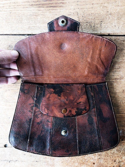 Antique Marbled Leather Wristlet