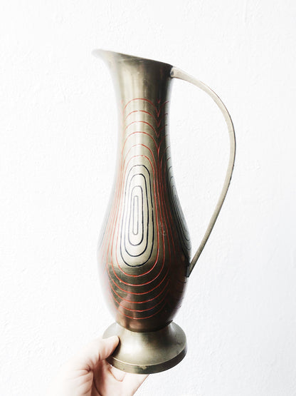 Vintage Mid Century Modernist Brass Pitcher