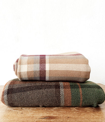 Vintage Wool Plaid Blanket