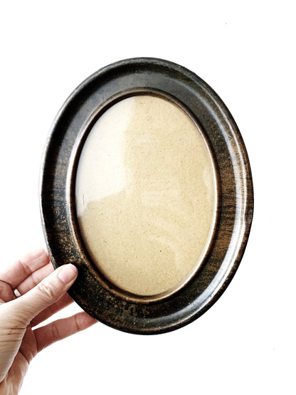 Antique Oval Tin Frame with Glass