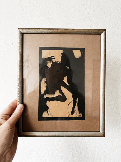 Vintage Framed Abstract India Ink