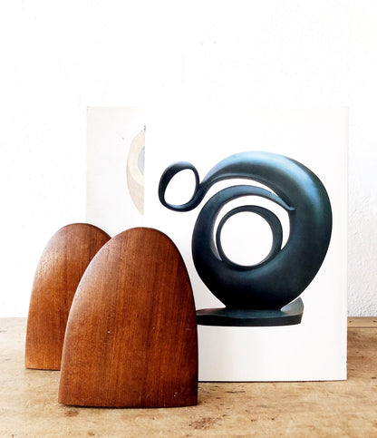 Mid Century Teak Bookends