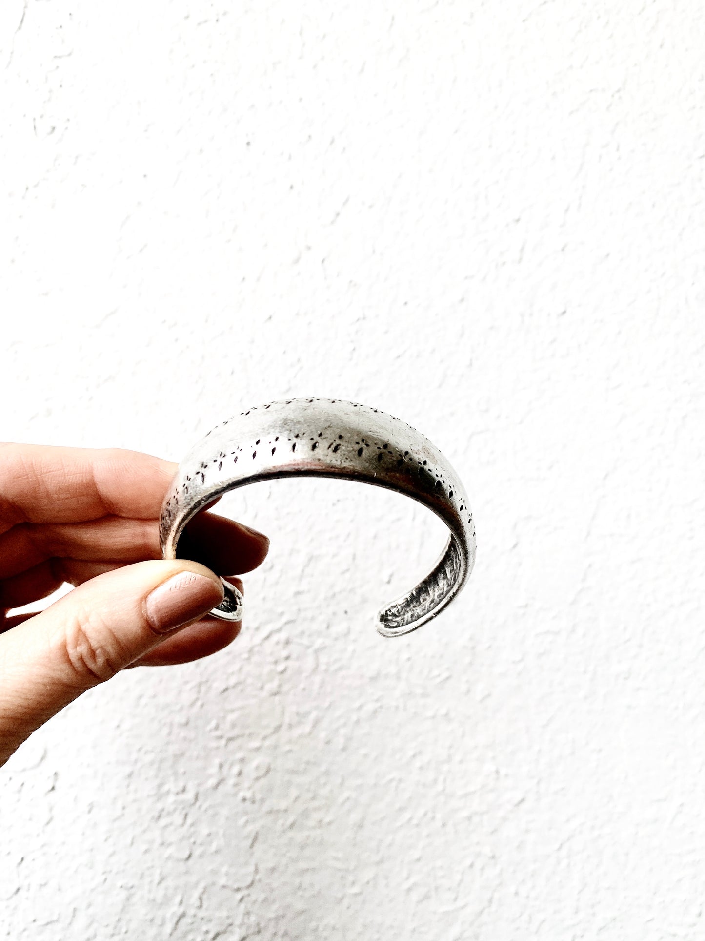 Weighty Stamped Silver Cuff / AK Turkey