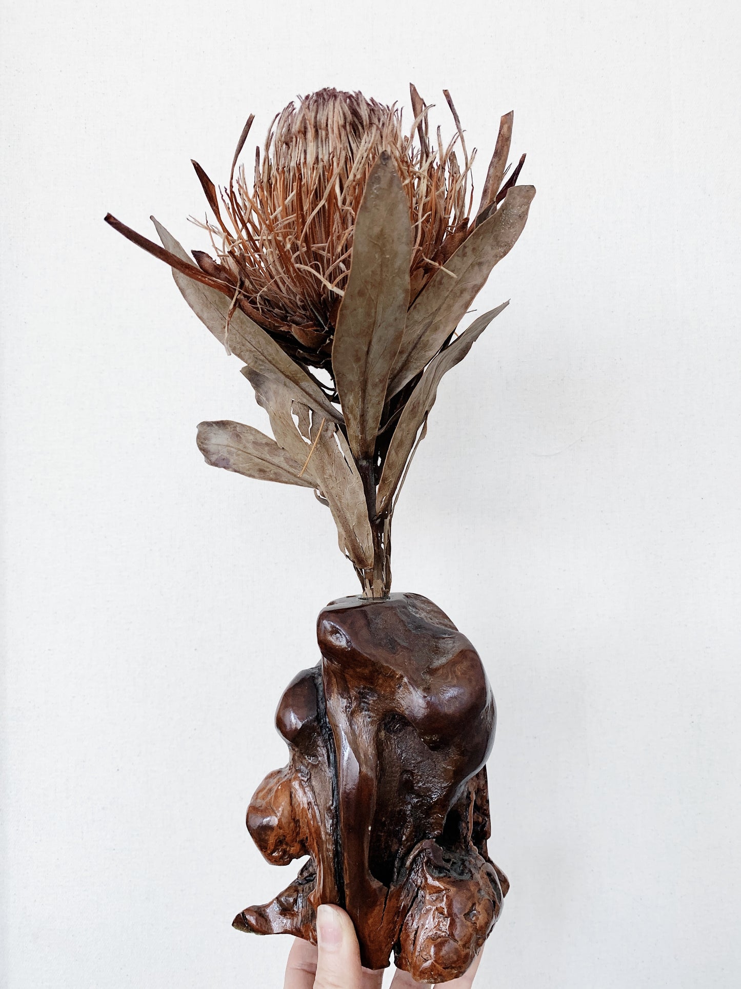 Handmade Vintage Burl Wood Vase