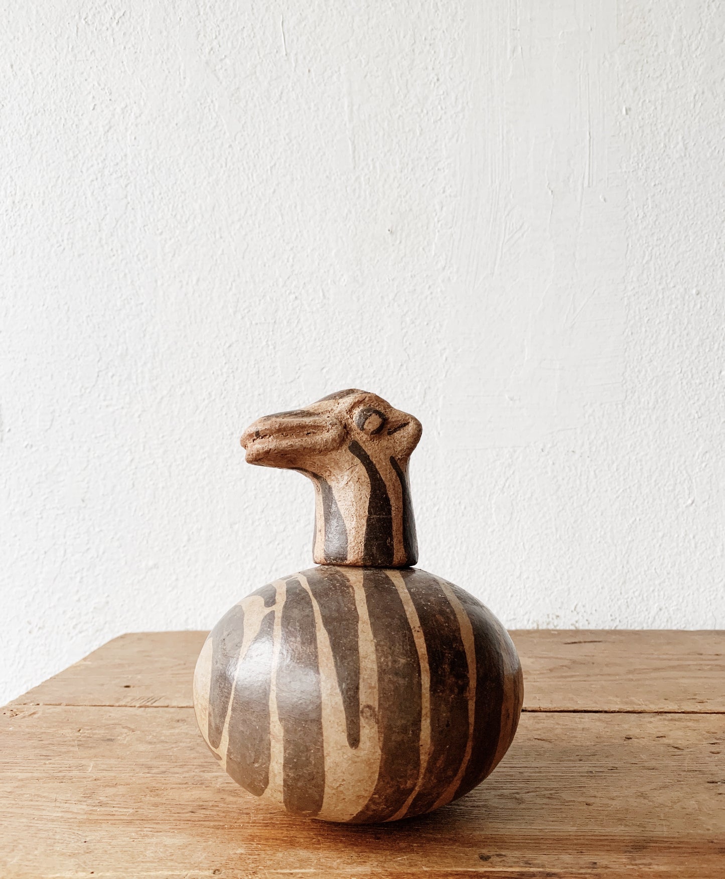 Vintage Hand Painted Clay Lidded Vessel