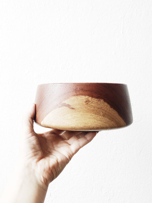 Tapered Mid Century Wood Fruit Bowl