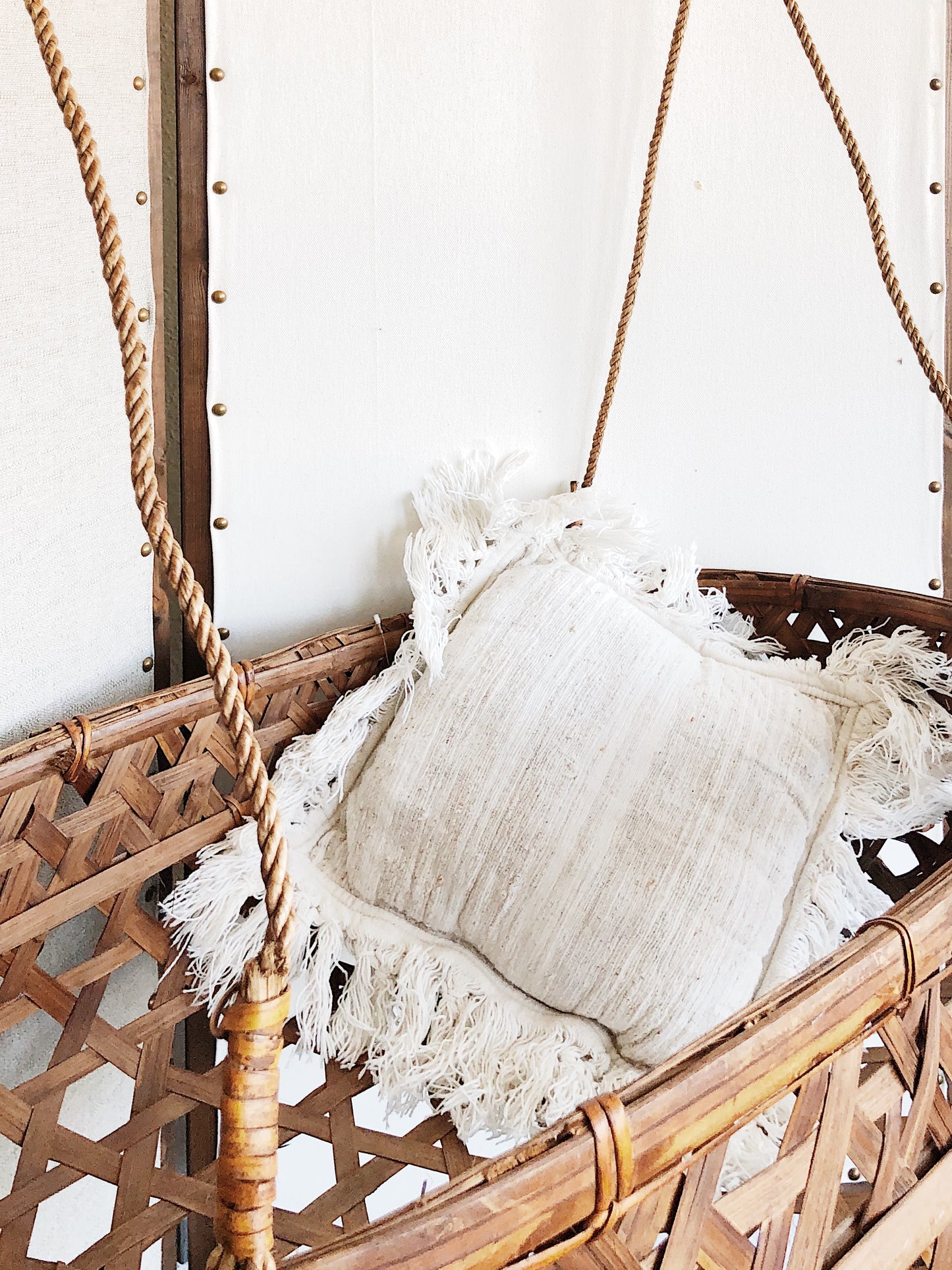 Vintage Hanging Bamboo Basket