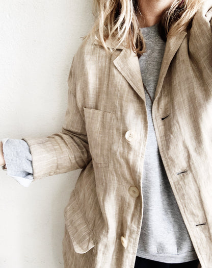 Vintage Pinstriped Linen Blazer