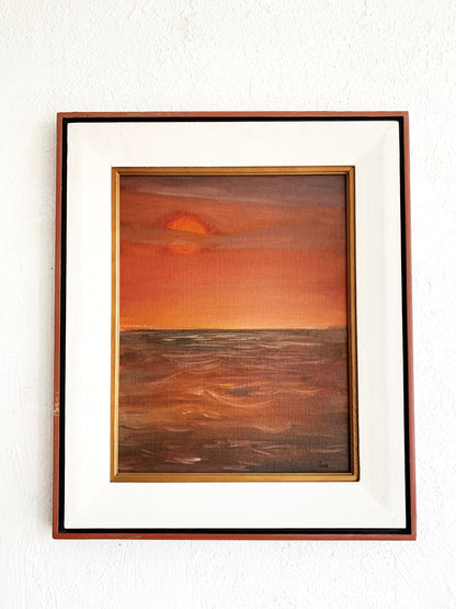 Vintage Original Framed Sunset Painting c1970