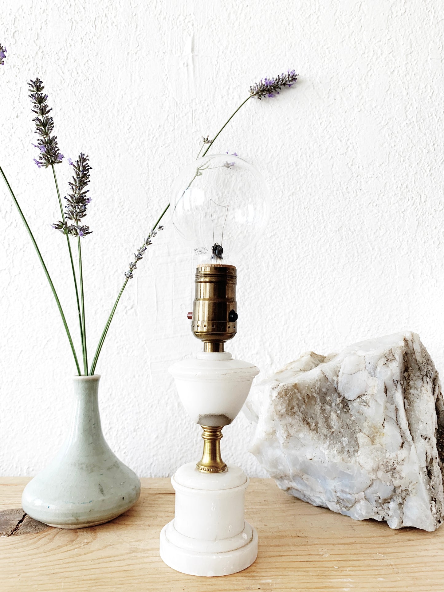 Vintage Marble and Brass Lamp