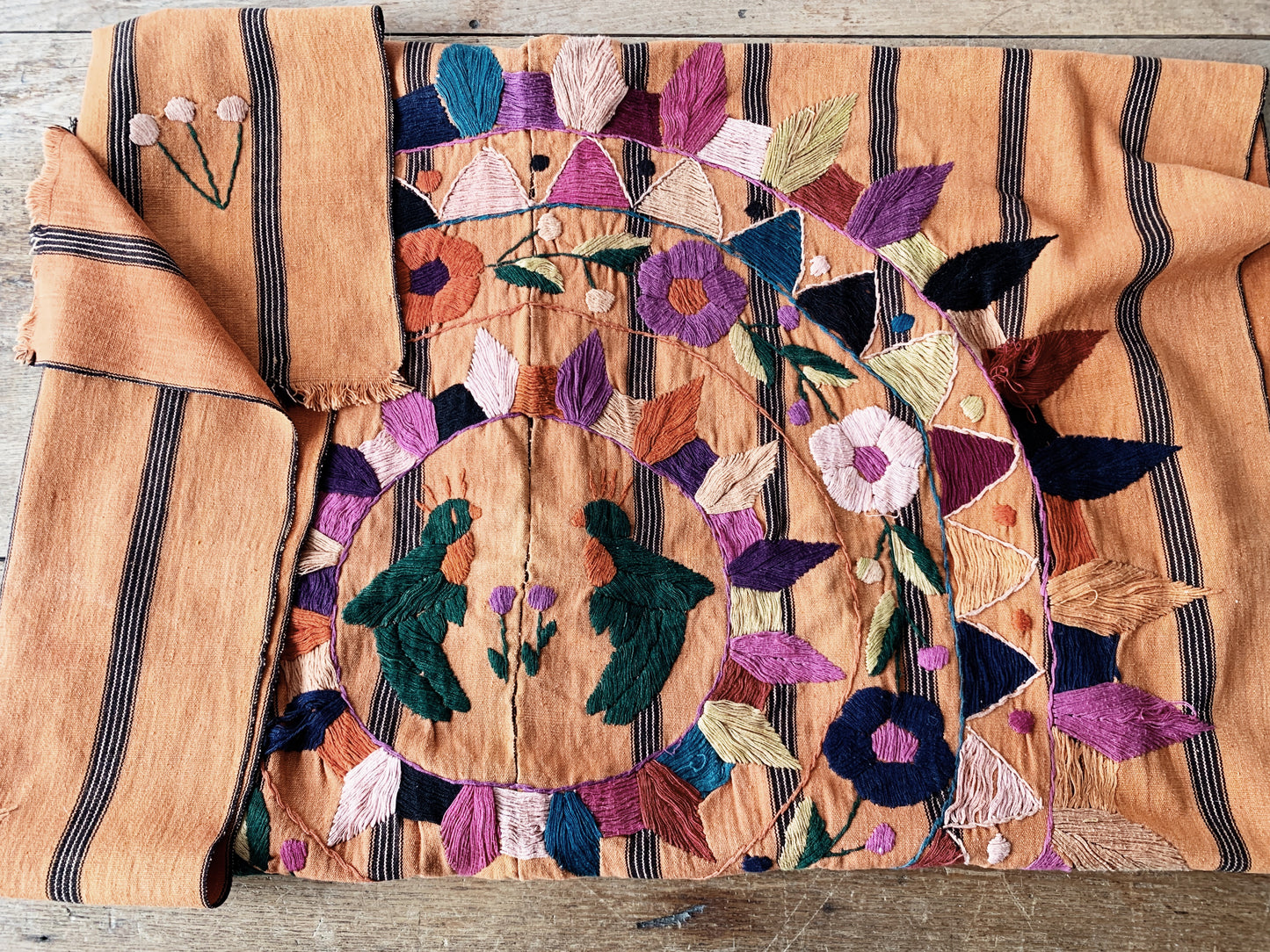 Vintage Embroidered Cotton Textile