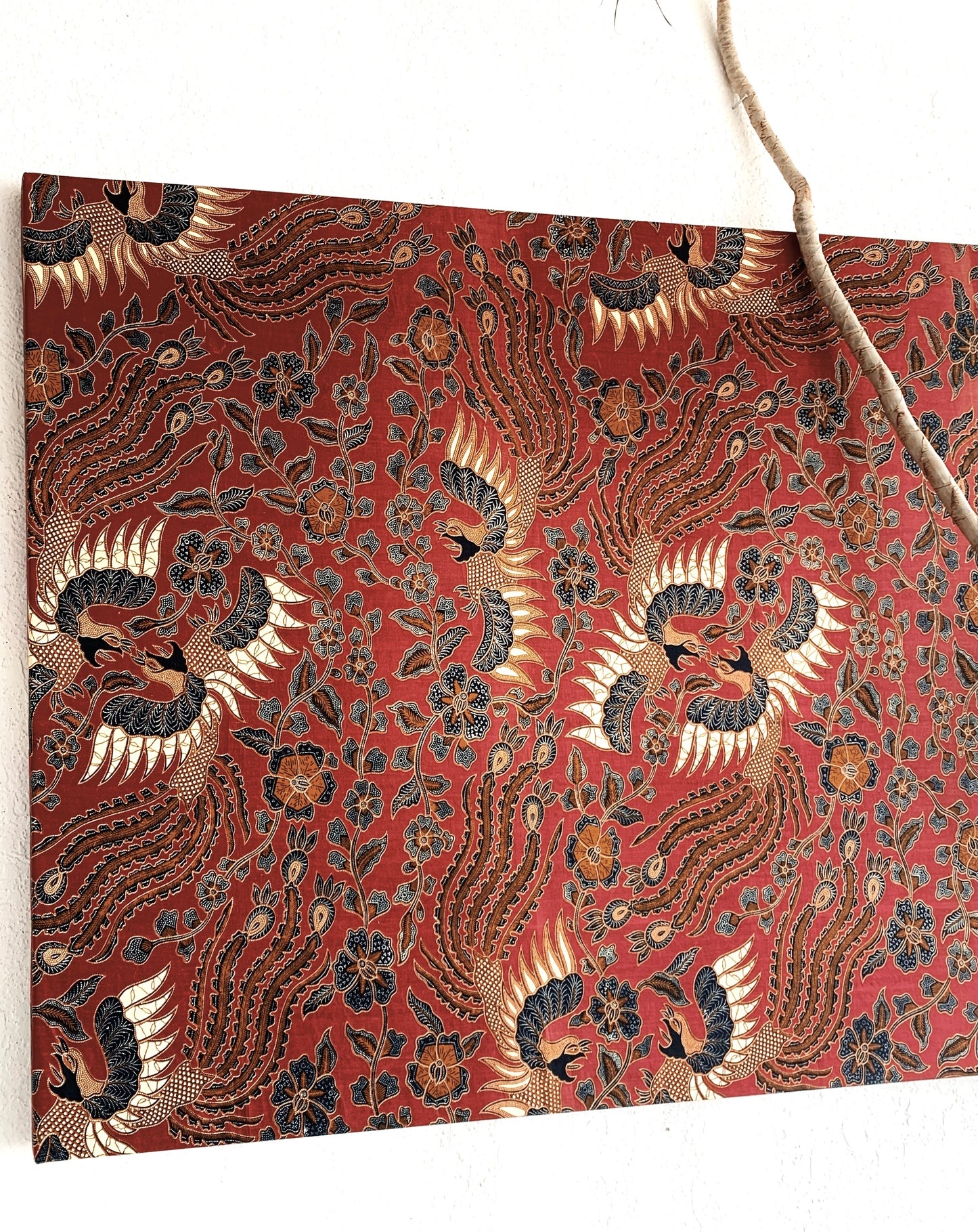 Large Batik Fabric Art on Wood Frame