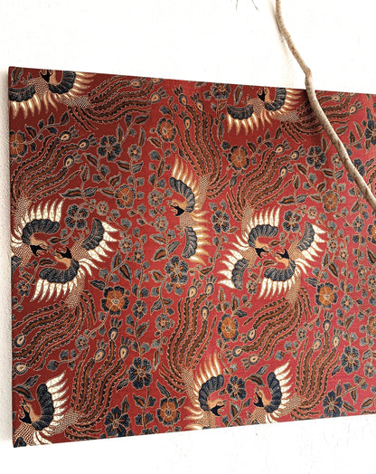 Large Batik Fabric Art on Wood Frame