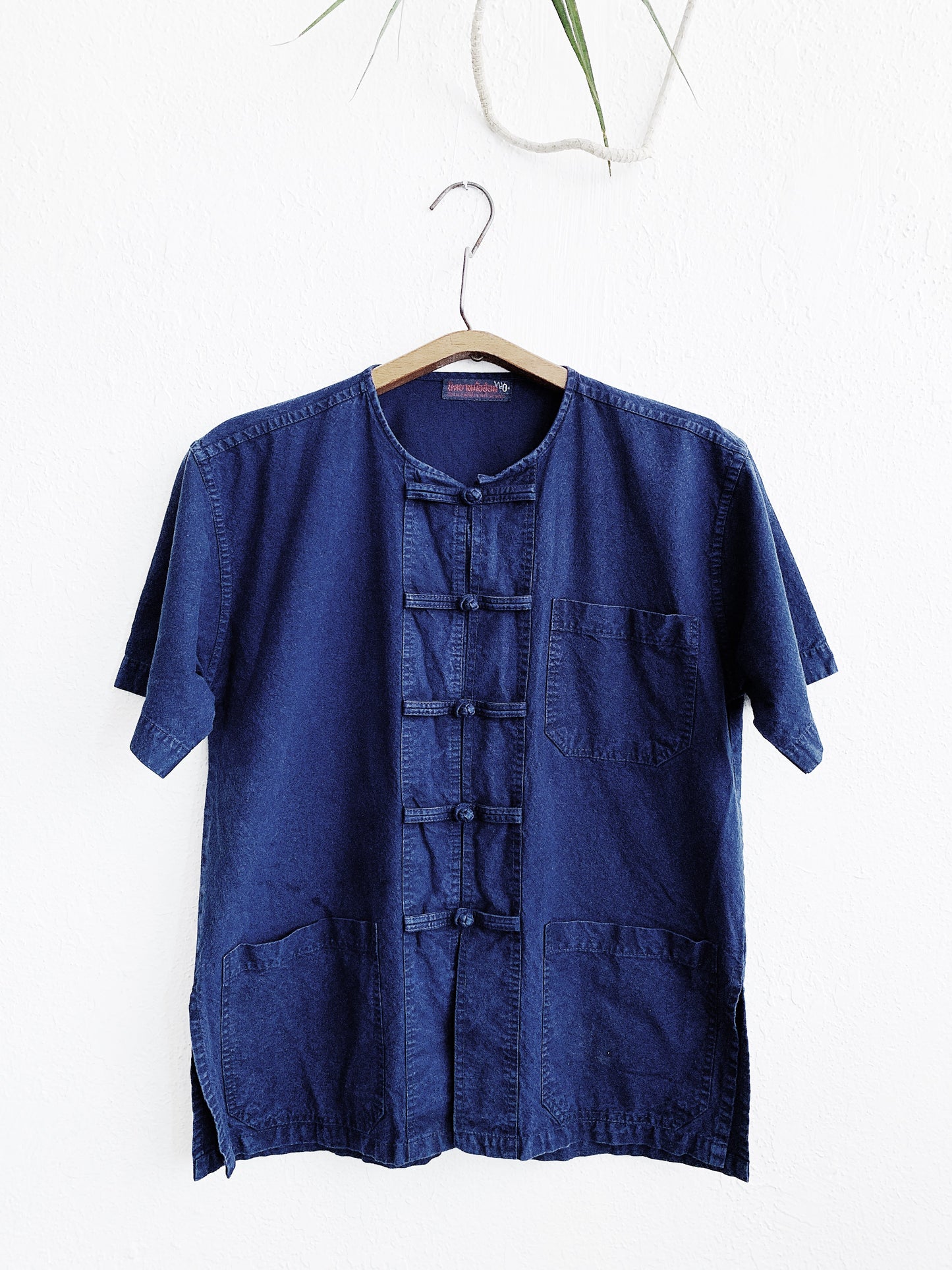 Indigo Cotton Cheongsam Work Shirt