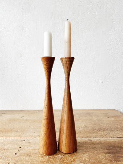Mid Century Wood Candle Holders Japan