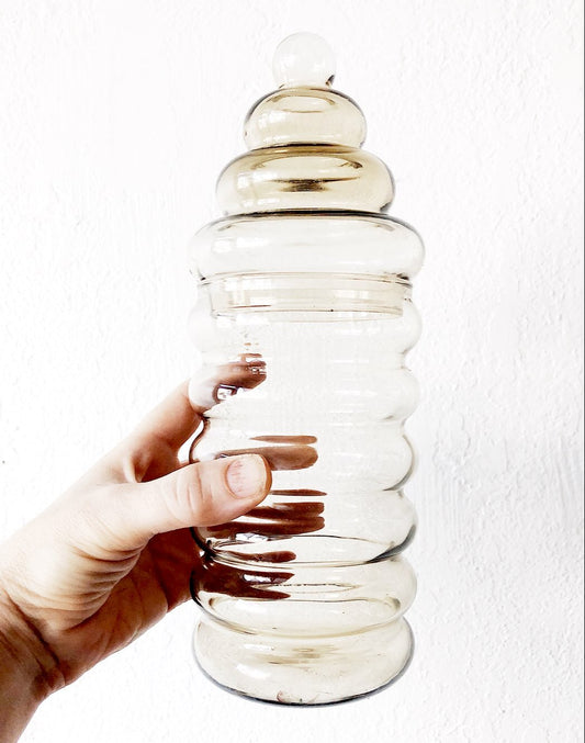 Blown Smoked Glass Jar