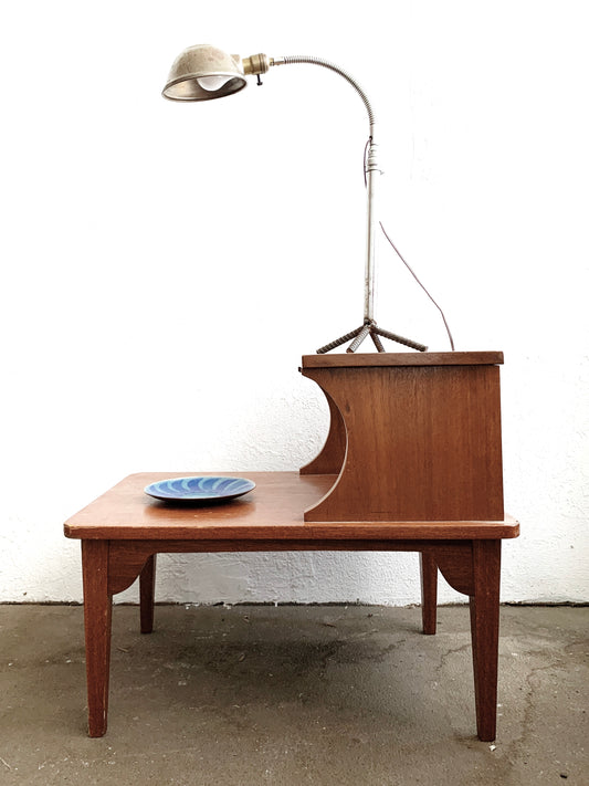 Mid Century Tiered Wood End Table