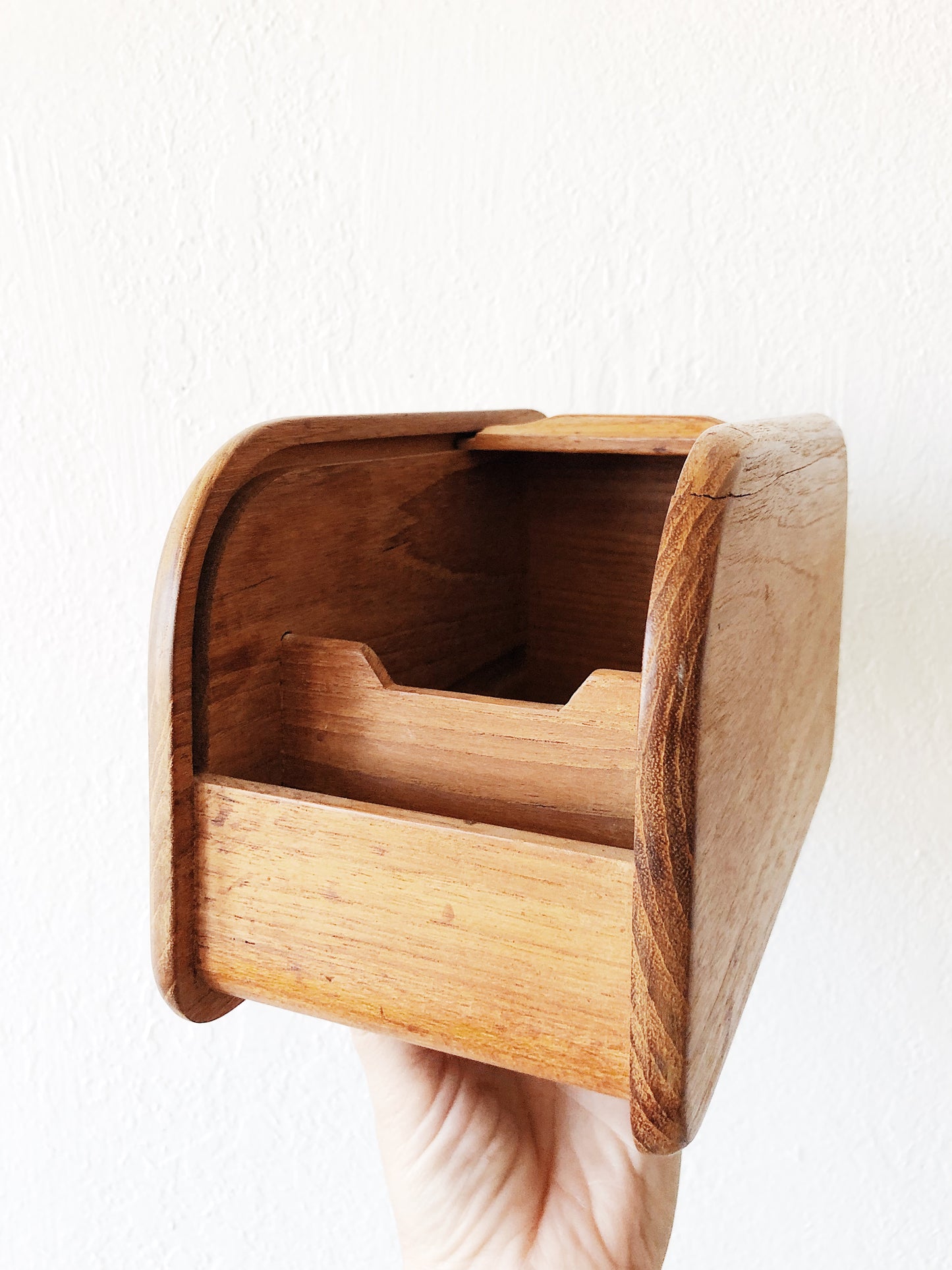 Vintage Teak Tambour Recipe Box