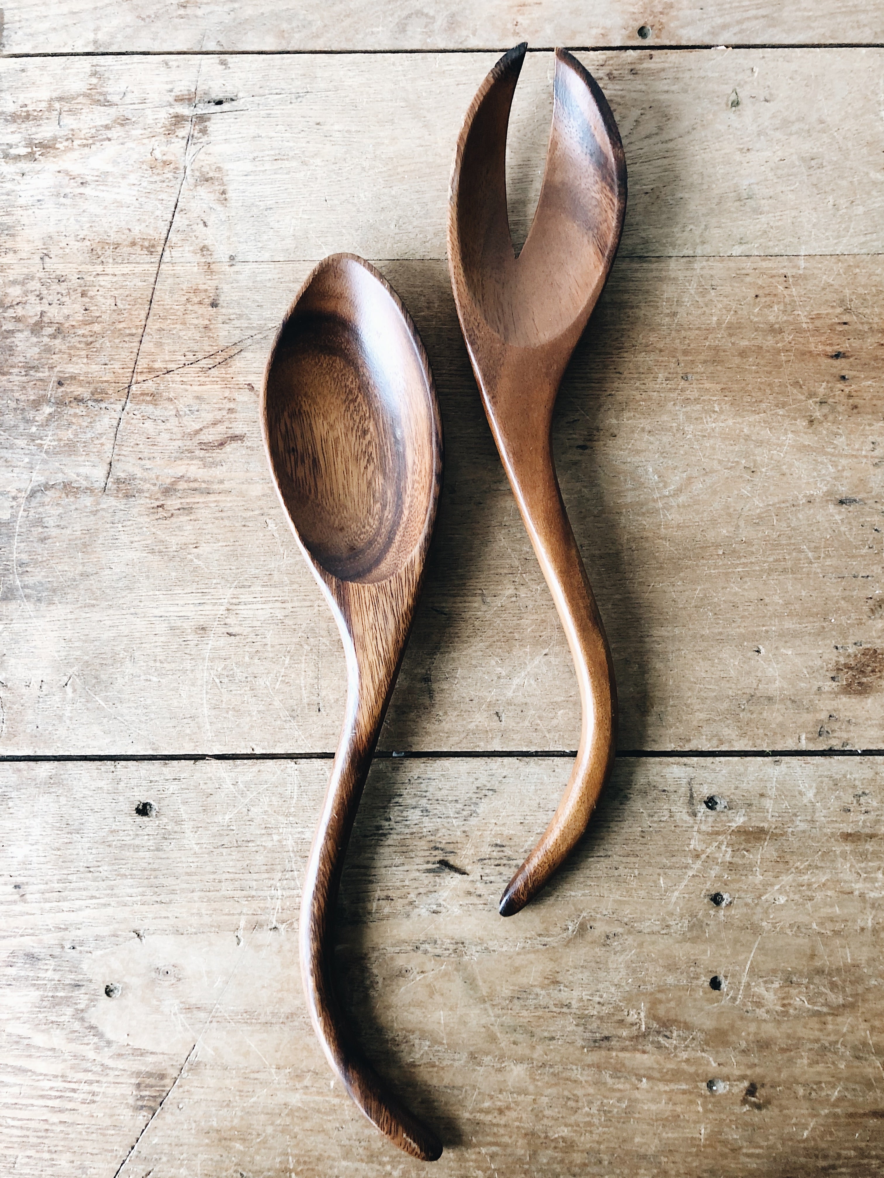 Handmade Vintage Teak Servers