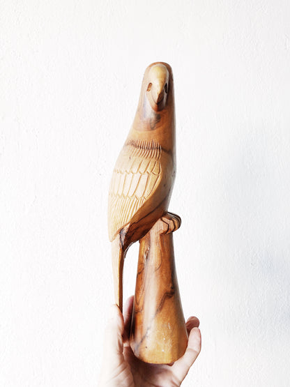 Vintage Carved Wood Parrot