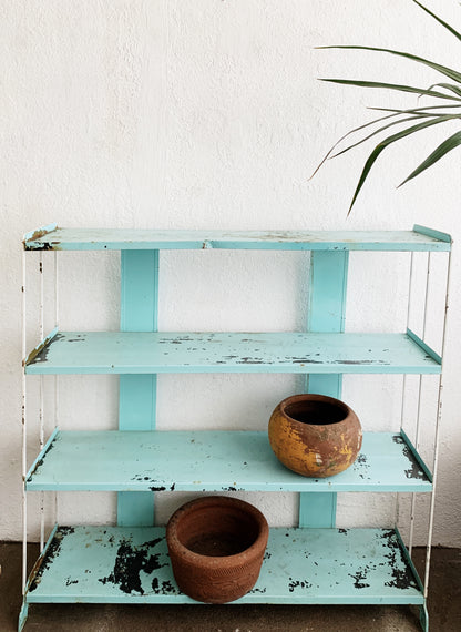 Vintage Turquoise Metal Shelf