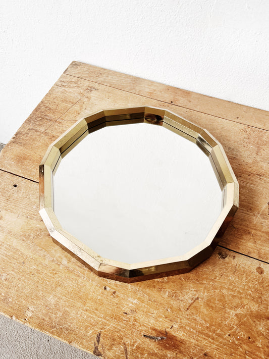 Vintage Brass Multi Faceted Mirror