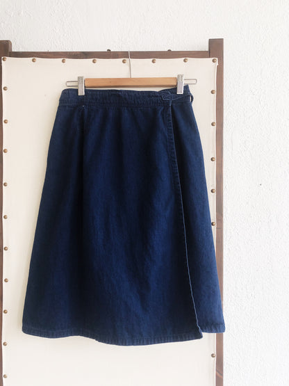 Vintage Wrap Denim Skirt
