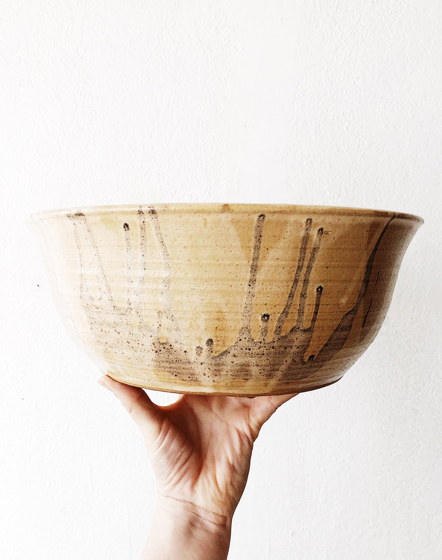 Giant Handmade Ceramic Bowl and Wood Servers