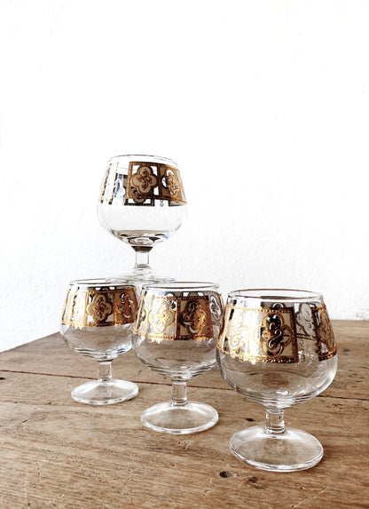 Mid Century 22kt Gold Culver Brandy/Aperitif Glassware