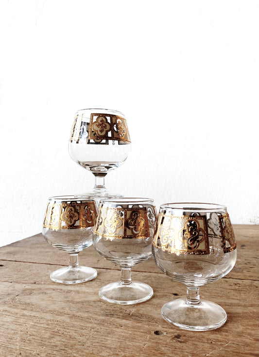 Mid Century 22kt Gold Culver Brandy/Aperitif Glassware