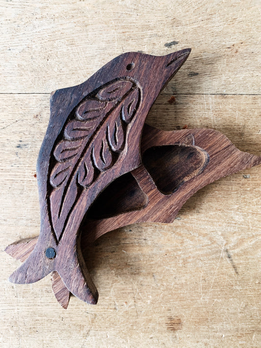 Vintage Carved Wood Stash Box