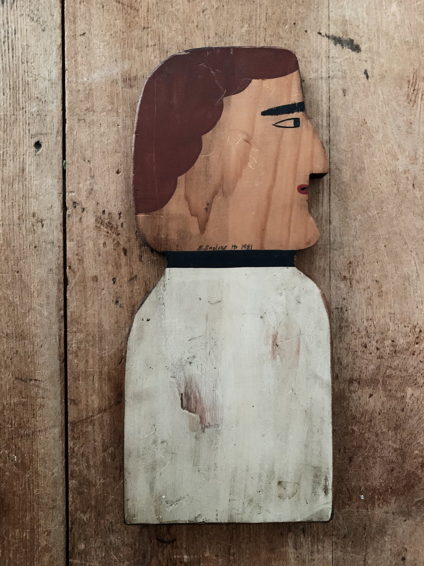 Vintage Wood Cut Folk Art