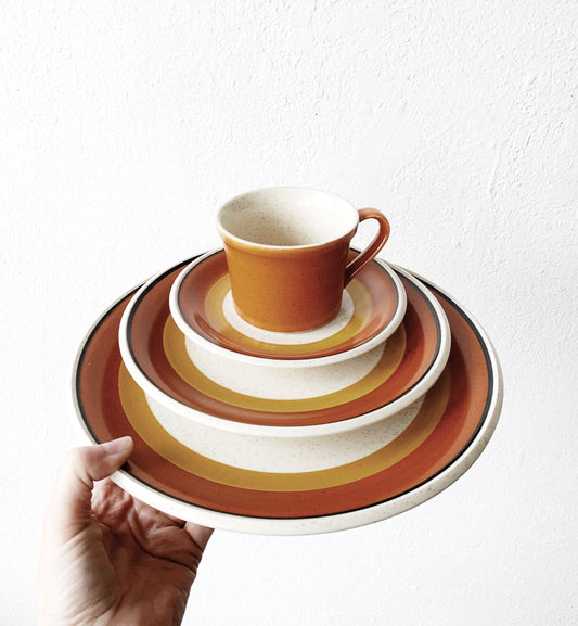 1970’s 20pc Set Imperial by Dalton Stoneware ‘Tangerine’