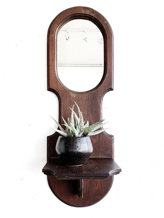 Large Vintage Mirrored Wood Shelf