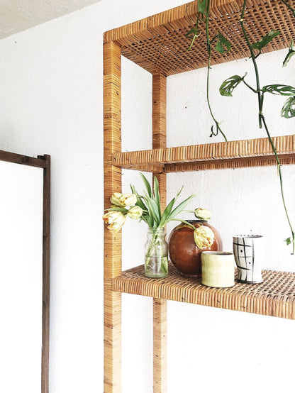 Vintage Bamboo Wrapped Shelf