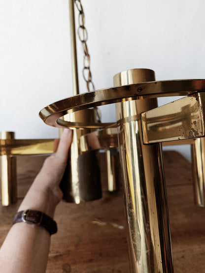 Sonneman Mid century Brass Chandelier