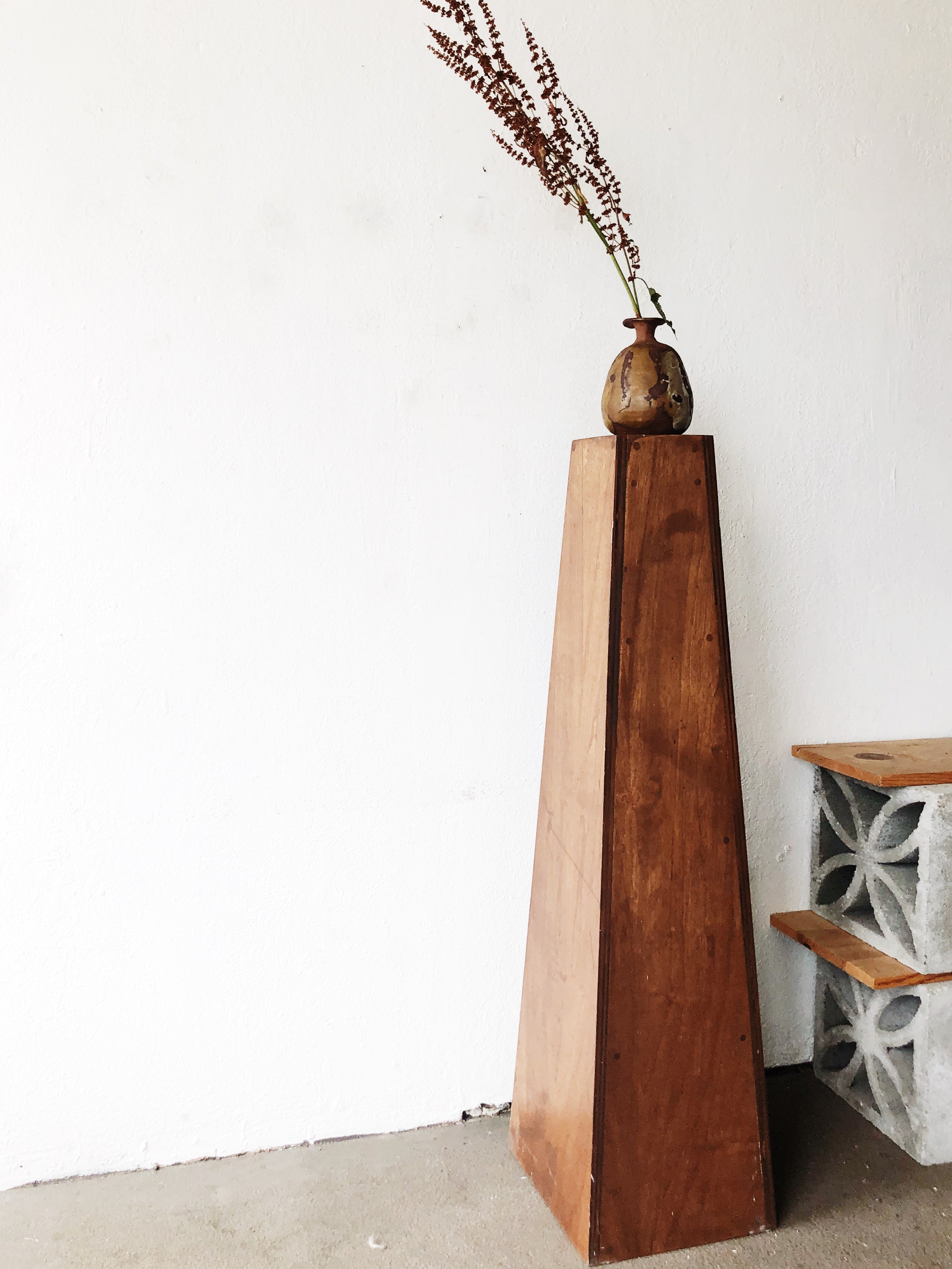 Tall Vintage Wood Display Plinth