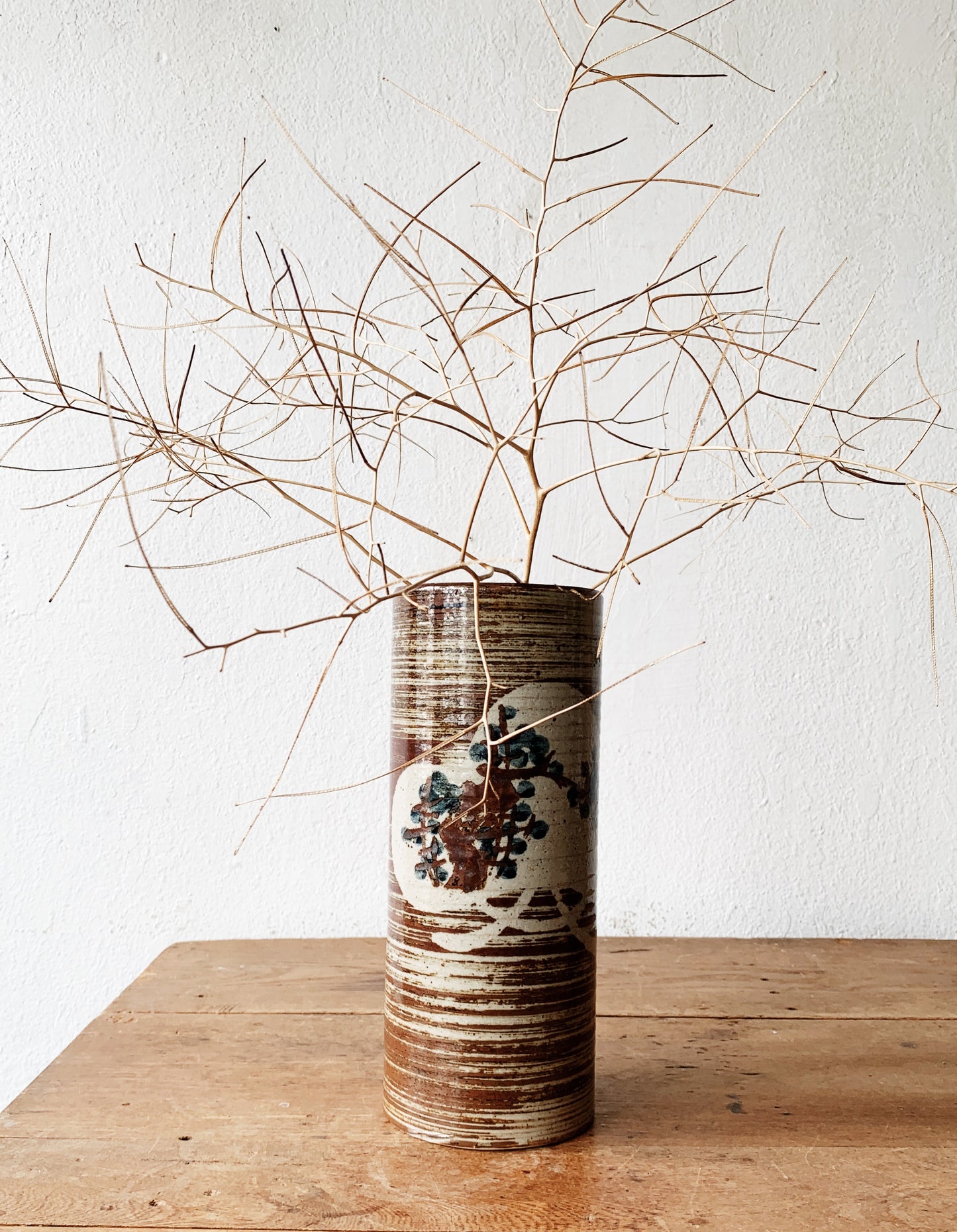 Vintage Japanese Cylinder Pottery Vase