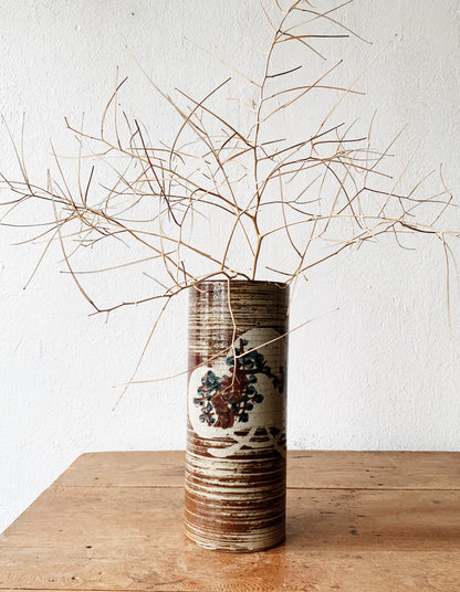Vintage Japanese Cylinder Pottery Vase