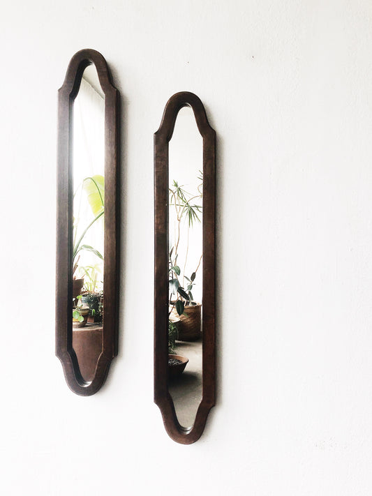 Vintage Long Wood Framed Mirror