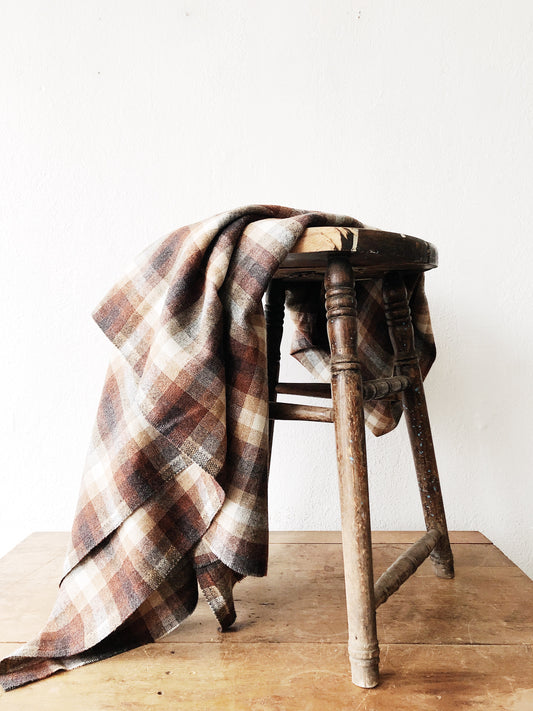 Vintage Lightweight Wool Plaid Blanket
