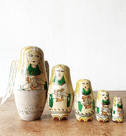 Vintage Hand Painted Angel Matryoshka Dolls