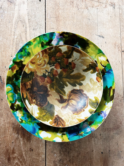 Mid Century Floral Fiberglass Serving Bowl
