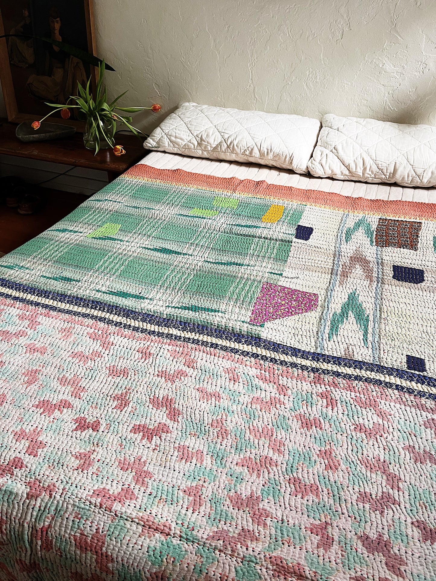 Handmade Cotton Kantha Quilt