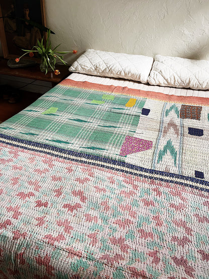 Handmade Cotton Kantha Quilt