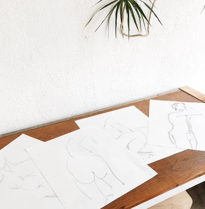 Original Charcoal Line Drawing