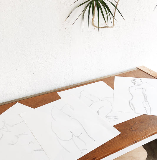 Original Charcoal Line Drawing