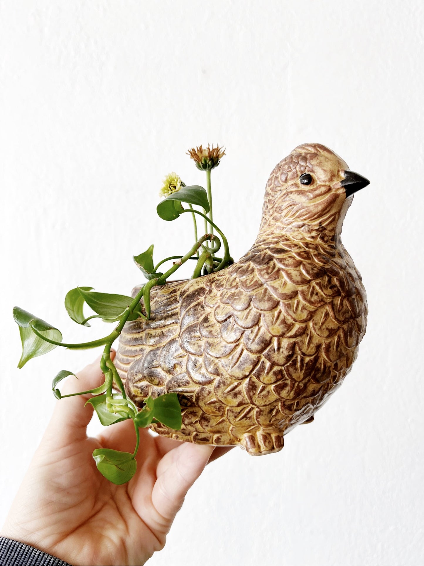 Vintage Pottery Bird Planter