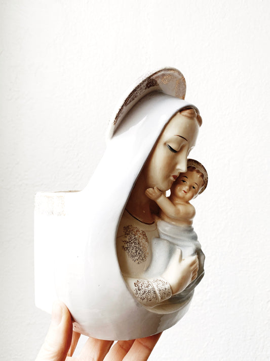 Vintage Ceramic Mary and Child Planter