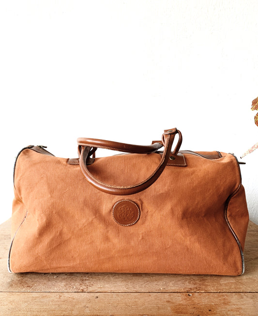 Vintage Canvas & Leather Duffel Bag Italy